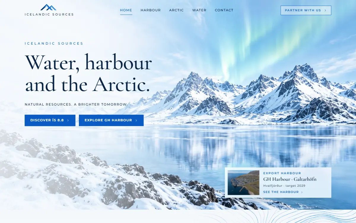 Icelandic Sources: the first screen of the live site